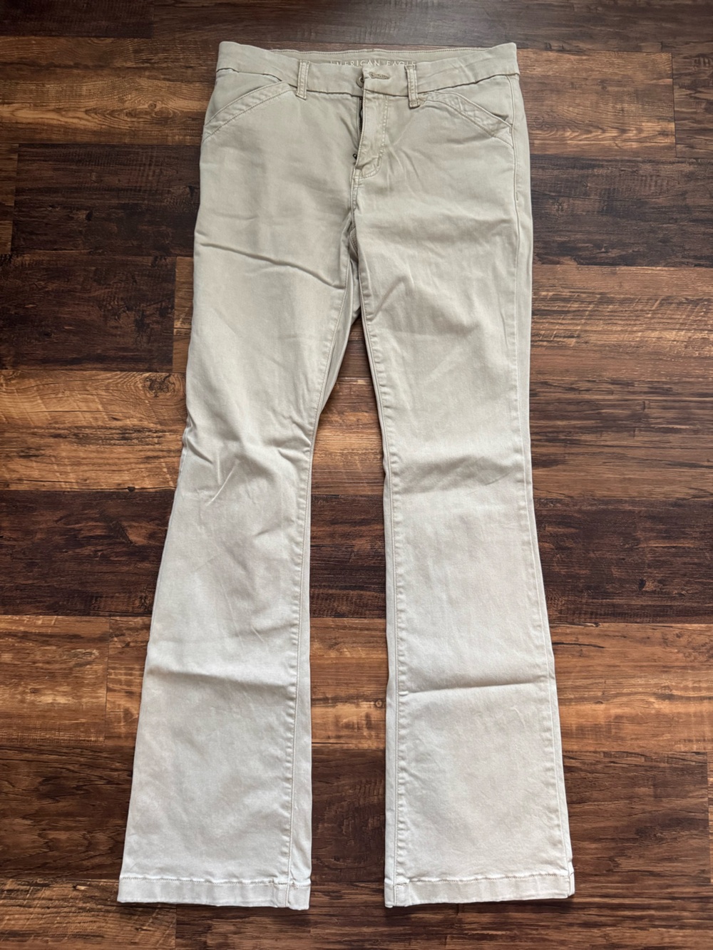 American Eagle Beige khaki Flared stretch Pants